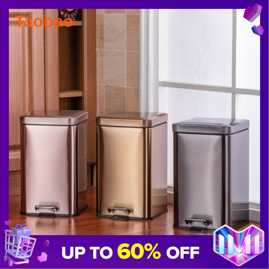 Stainless Steel Trash Can Step-on Kitchen Bathroom Creative Fashion Home Living Room Toilet Bedroom Square Step-on
