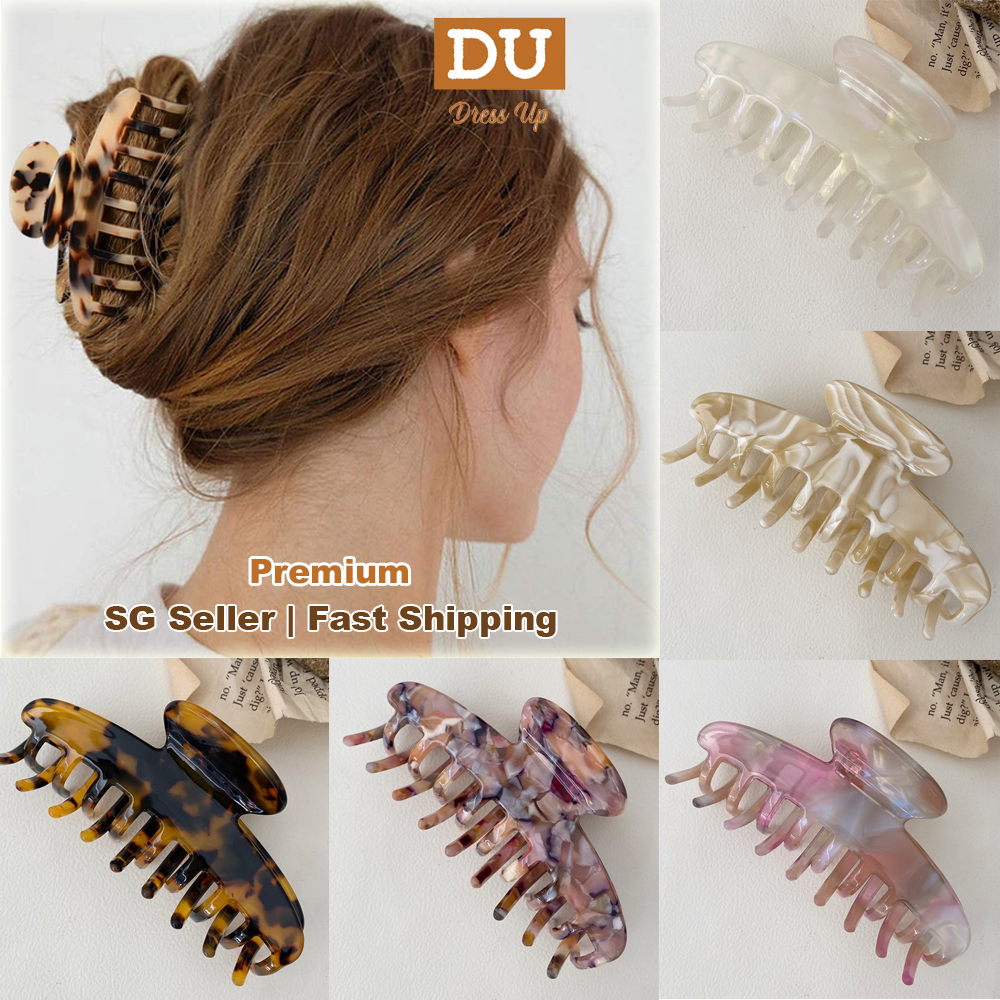[SG | NEW & Premium] 10cm Acetate Fiber Hair Claw Hair Clamp for Medium to Thick Hair, strong grip