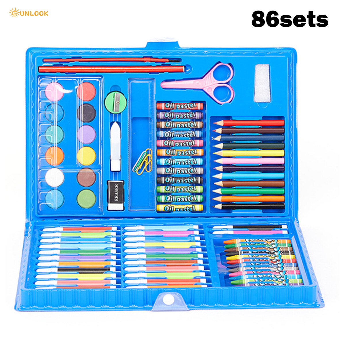 42/86/150pcs Non Toxics Crayons Watercolor Pen Painting Set for Children Kids Boy Girl Toddler Elementary School Students Learning Painting with Watercolor Brush Crayon Oil Stick