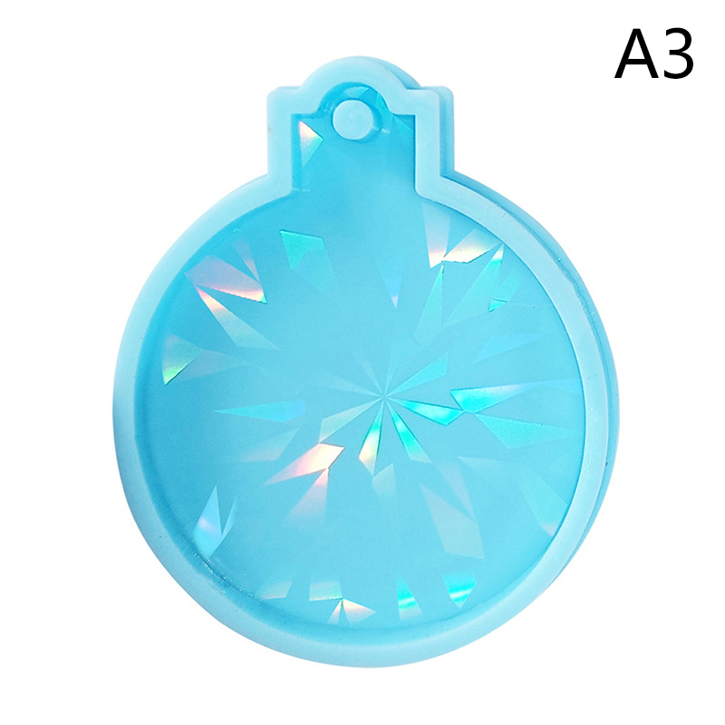yixiayun Holographic Pendant Silicone Mold Christmas Ball Keychain Epoxy Mold DIY Craft Jewelry Making Christmas Tree Ornament Mold