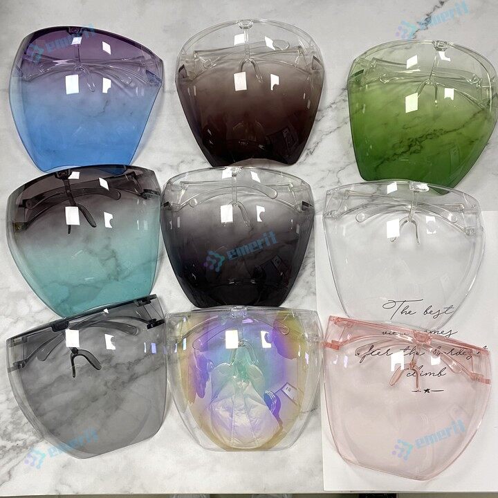 ✅R.H.【Clear with Box】Adult Full Face Shield Acrylic Full Faceshield Clear Lens Not Dizzy Visor Fiber Glass Faceshield HD Goggles Face Mouth Cover for Kids Boys and Girls Women Men for Outdoor Indoor U