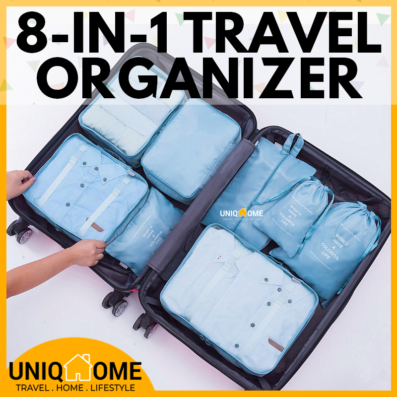 UniqHome Travel Organizer 8 Pieces Foldable Washable Luggage Set Organizer Travel bag Luggage Organiser Packing Bag Travel Organiser