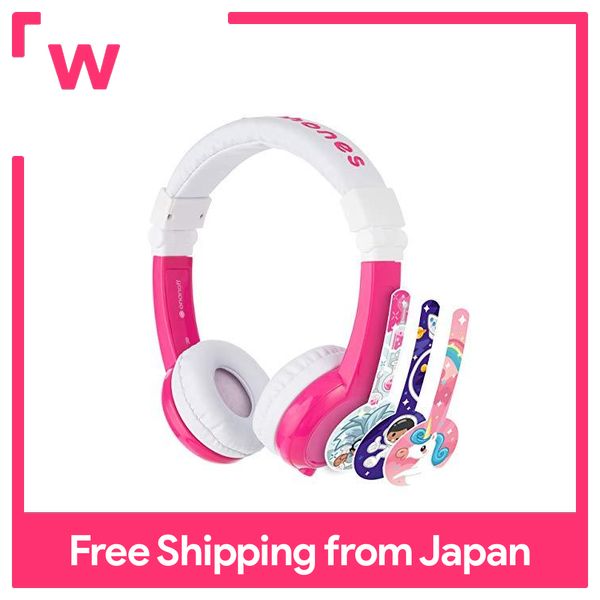 Volume-friendly children's headphone Onanoff Onanofu BuddyPhones child's ear limiting structure travel Explosion, pink 748923