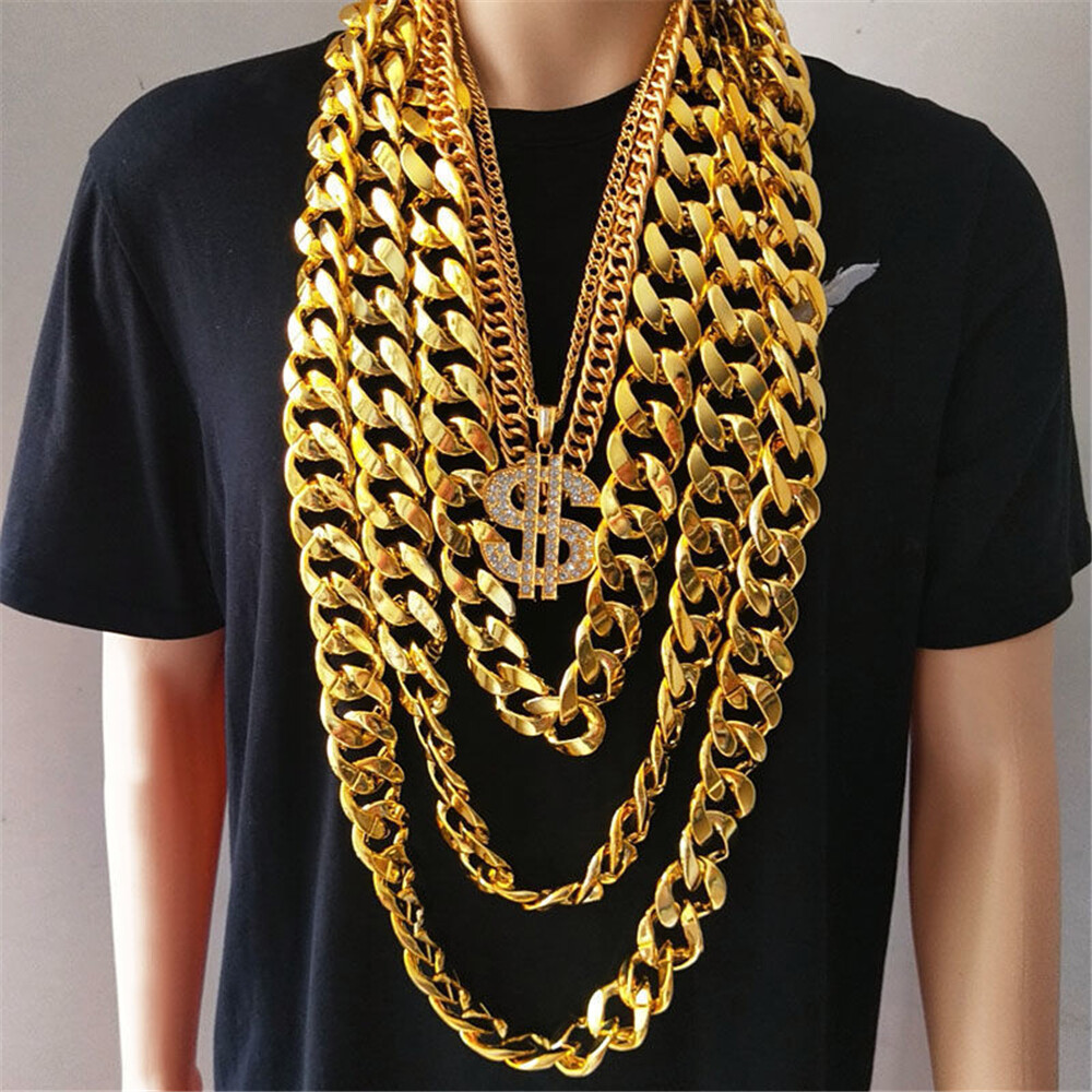 1pc Hip Hop Gold Color Big Acrylic Chunky Chain Necklace For Men Punk Oversized Large Plastic Link Chain Men's Jewelry