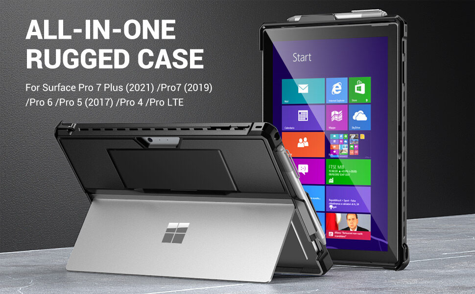 Moko for Microsoft Surface Pro 7 Plus 2021 /Pro7 /Pro 6/Pro 5/Pro 2017/Pro 4 /Pro LTE Shockproof Hand Strap Case W/ Flexible Kickstand