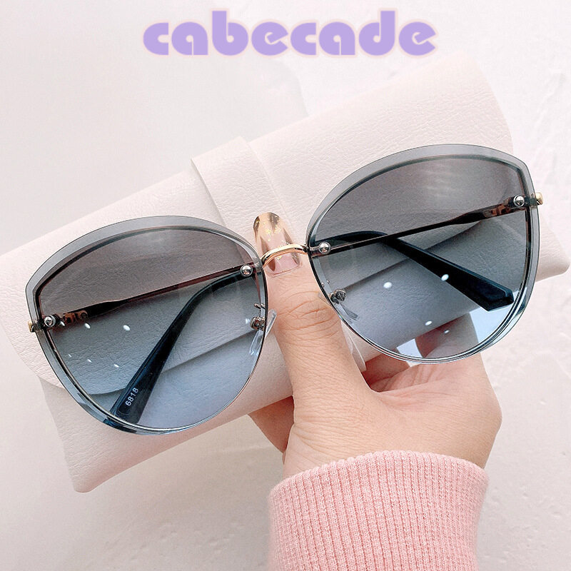 cabecade New ins fashion gradient ladies sunglasses irregular seaside sunglasses crystal cut edge translucent